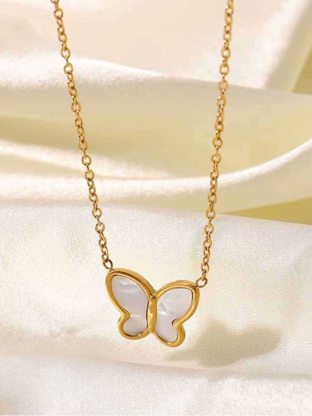 18K Gold Plated Butterfly Pendant Necklace - Picture 8 of 11